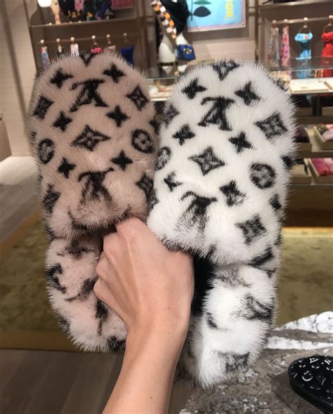 louis vuitton fur slippers replica|louis vuitton monogram fur slippers.